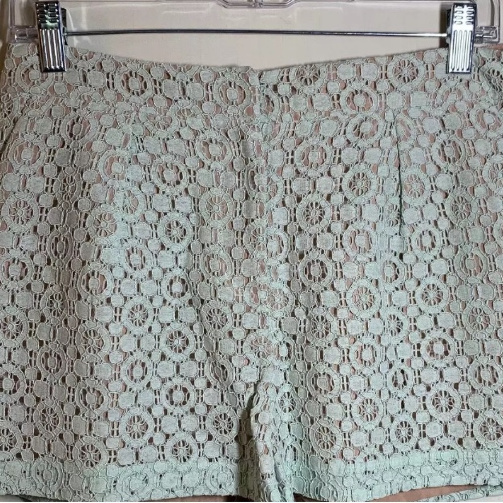 Victoria Beckham size 12 green lace shorts  flat front pockets lined NWOT - Picture 15 of 16